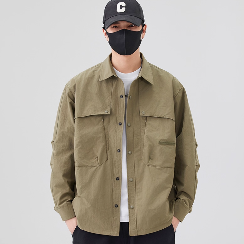 新款衬衫式外套男装2025春季翻领宽松潮流美式秋装青年夹克衫上衣